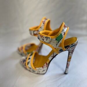 Stylish Yellow and Multicolor Women's Heels
